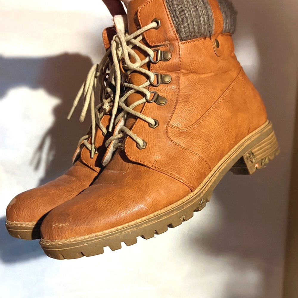 Brown Boots Size 10 Women's Shoes Zipper Laces Warm